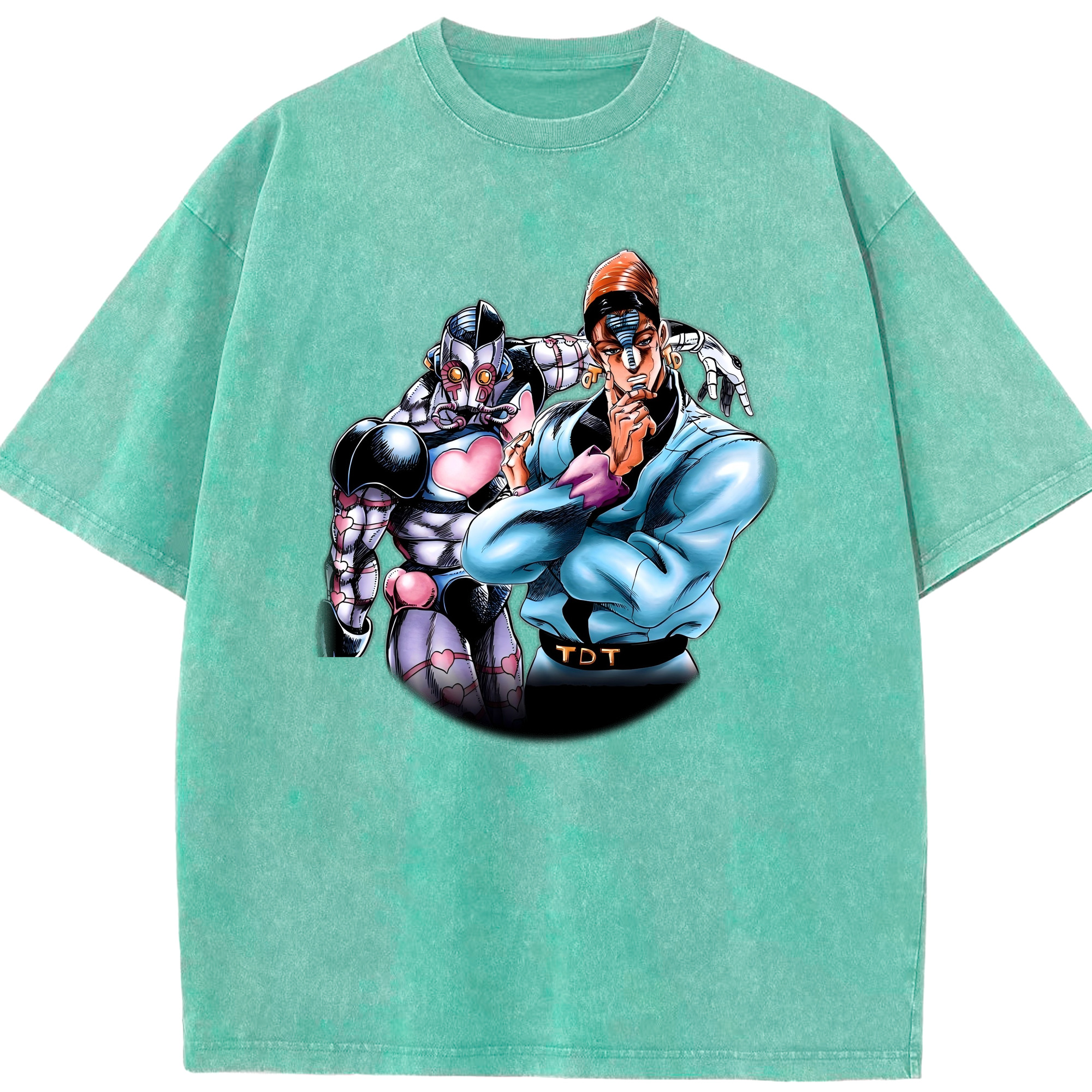 （画像用） ジョジョの奇妙な冒険 ひがしかた じょうすけ JoJo's Bizarre Adventure Higashikata Josuke 綿100% ヴィンテージ風 半袖Tシャツ（フロントプリント）